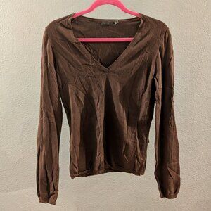 The Limited Women's Longsleeve Dark Brown V-Neck Sweater Sz M